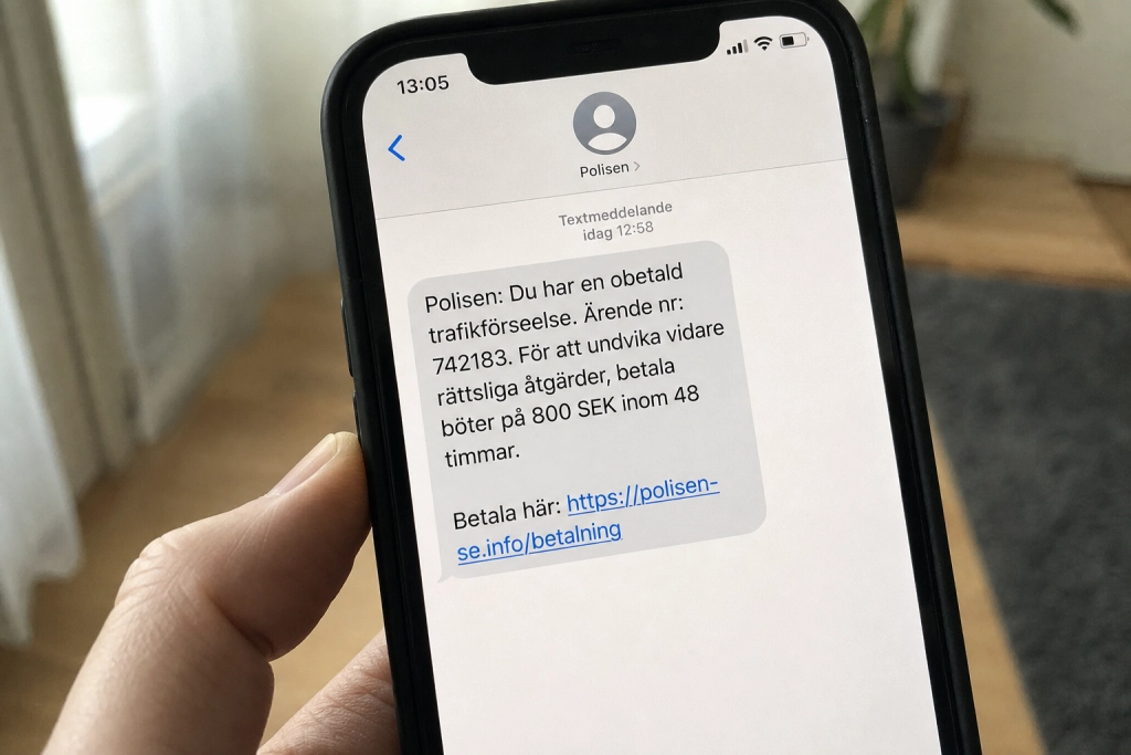 Bedrägerivåg över Sverige: Falska polis-SMS kräver betalning för trafikböter