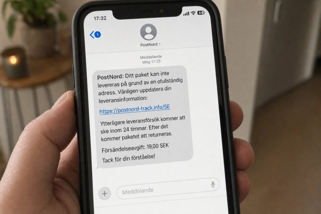 Falska PostNord-sms sprids över Sverige: tre tecken som avslöjar bluffen