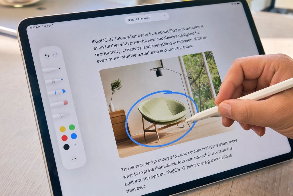 iPadOS 27 gör iPad smartare: rita runt ett objekt med Apple Pencil och Siri svarar direkt