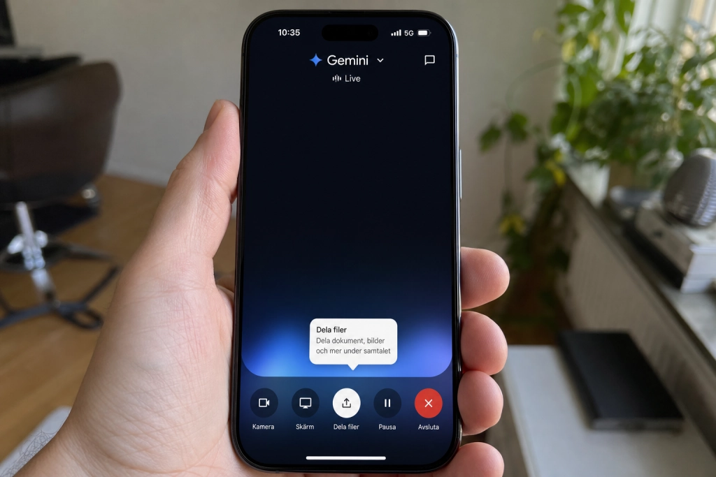 Gemini Live förbereder ny knapp: Snart kan du dela filer mitt i röstsamtalet