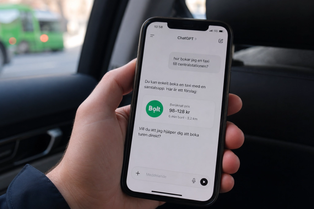ChatGPT bokar nu taxi åt dig: Bolt integreras direkt i AI-assistenten utan att öppna appen