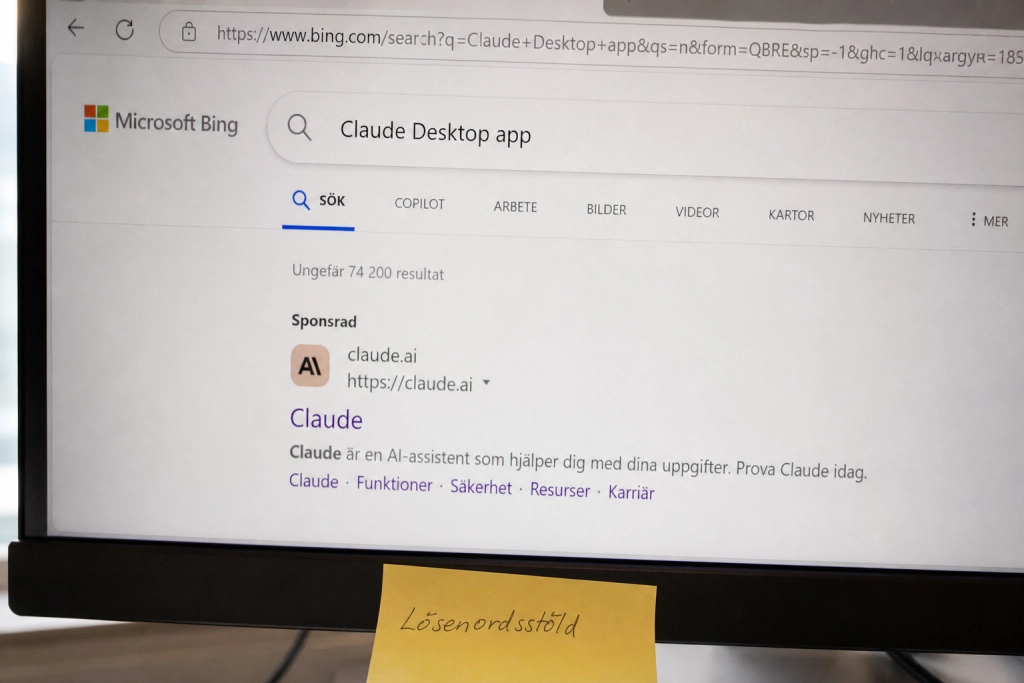 Sökte du Claude i Bing? Bluffannons på riktig claude.ai-domän stal lösenord