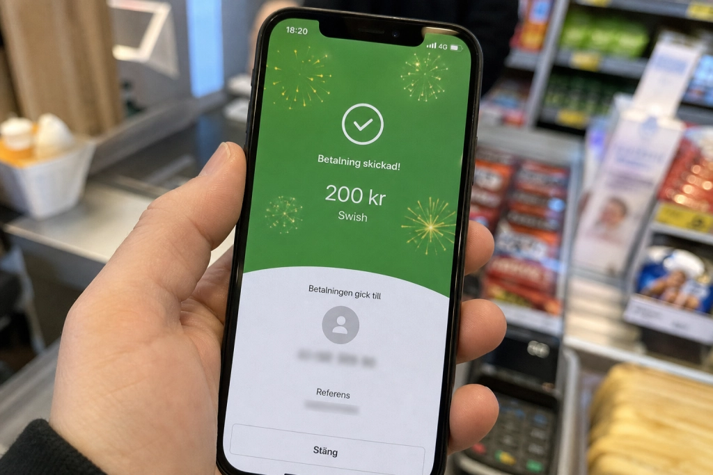 Falsk Swish-app med fyrverkeri lurar butiker: Pengarna kommer aldrig in