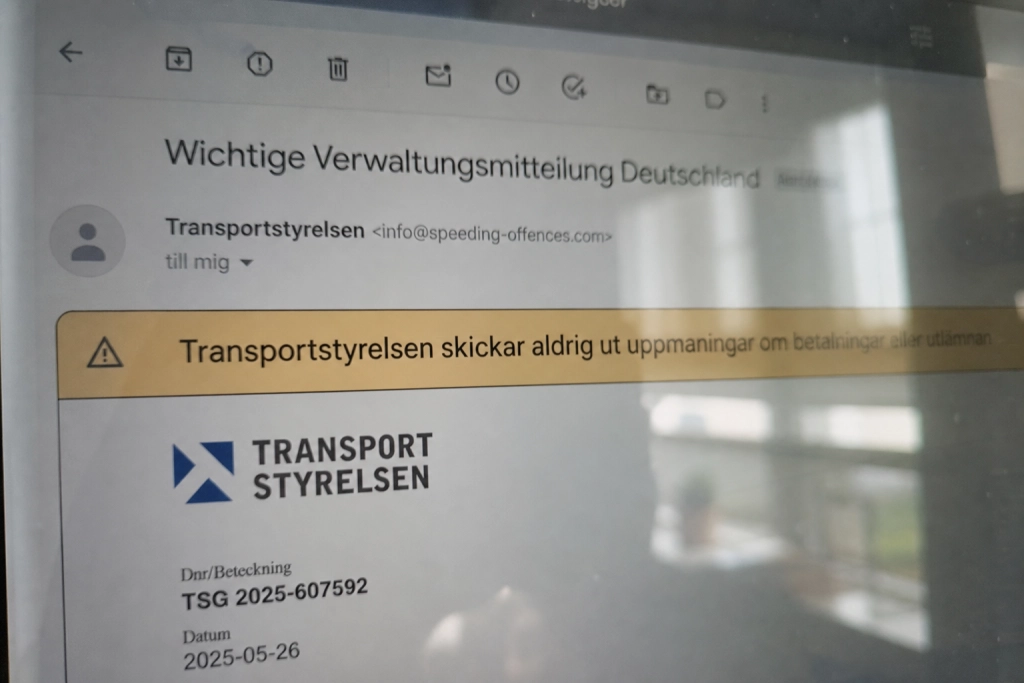 Förfalskad fortkörningsbot per mejl lurar svenska bilister: Så här ser bluffmejlet ut