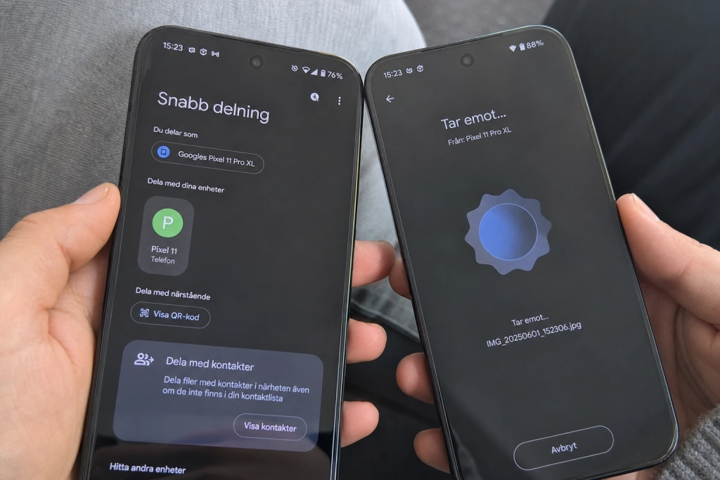 Pixel 11:s Tap to Share är här: Så delar du filer och kontakter med en knackning
