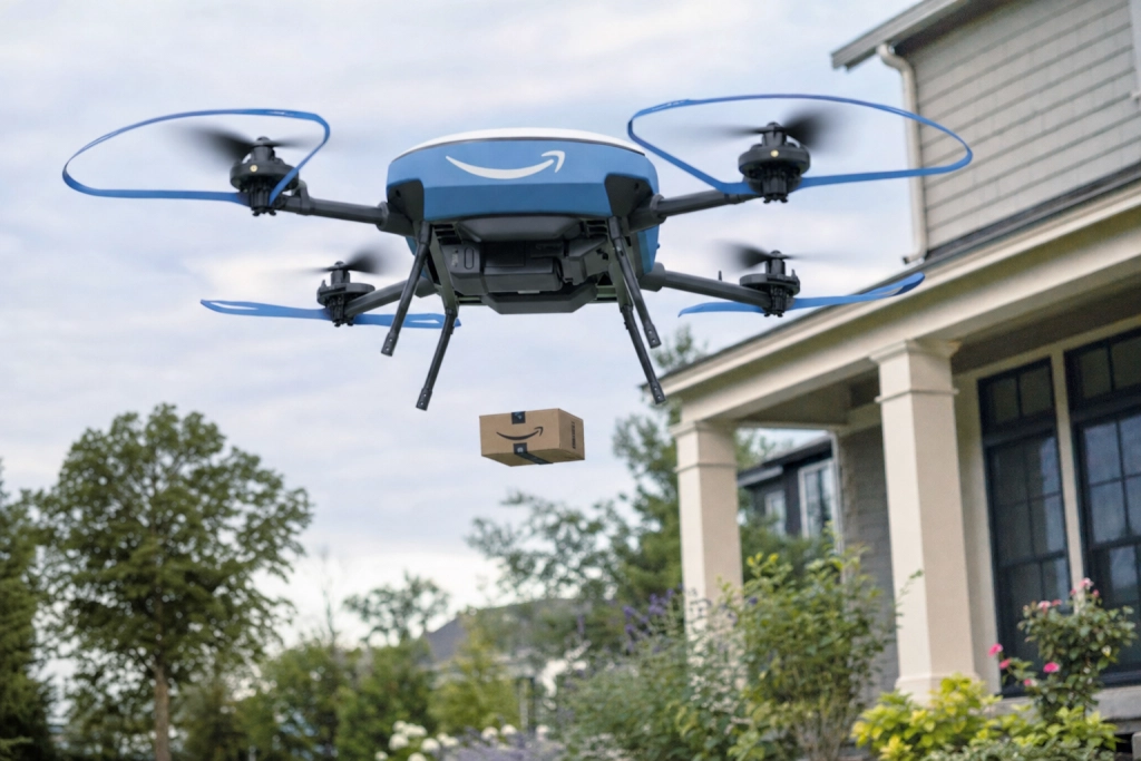 Amazon vill nå 500 städer med Prime Air, FAA mäter 92 decibel när drönaren släpper paketet