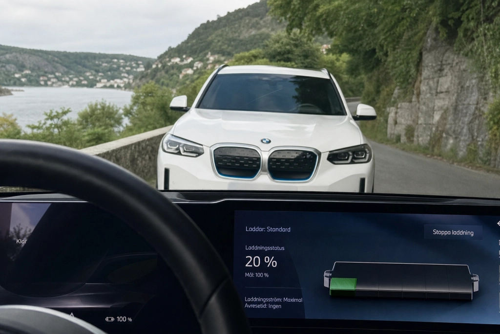 BMW iX3 rullar 739 kilometer utan att ladda: 20 procent batteri kvar i mål