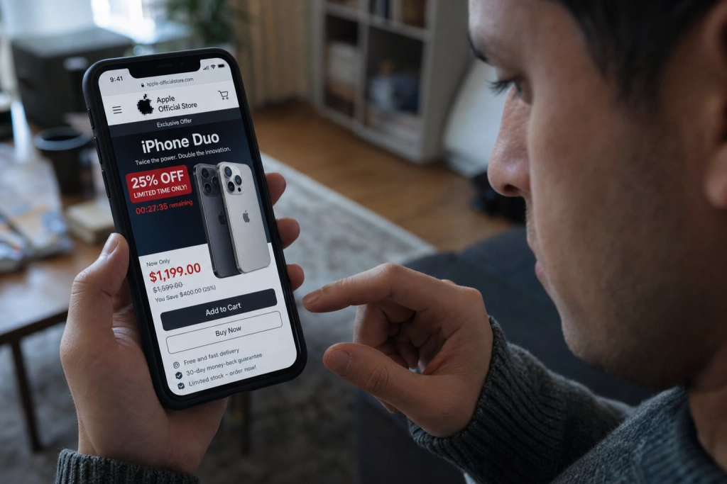 Ser du iPhone Duo till rabatterat pris online: Det är troligen en bluff som stjäl dina kontaktuppgifter